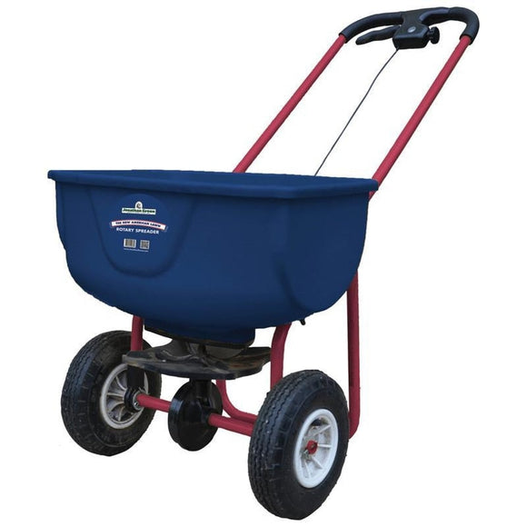 NEW AMERICAN LAWN ROTARY SPREADER (28X22X23 IN, RED/BLUE)