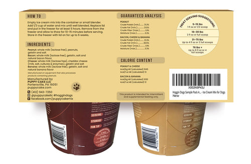Puppy Cake Hoggin' Dogs Ice Cream Mix Sample Pack - All 4 Flavors