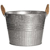 Planter With Rope Handles, Round, Galvanized Metal, 12-In.