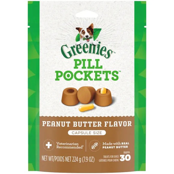 Greenies Peanut Butter Flavored Capsule Pill Pockets Dog Treats (60 count)