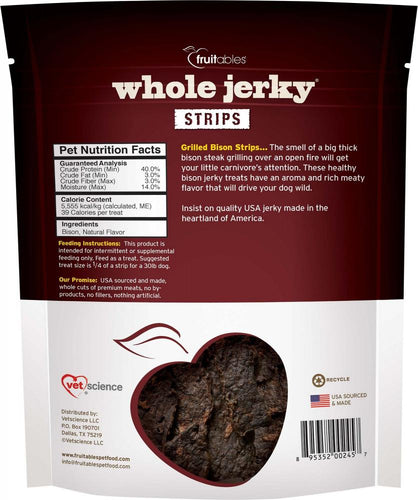 Fruitables Whole Jerky Grilled Bison Strips Dog Treats