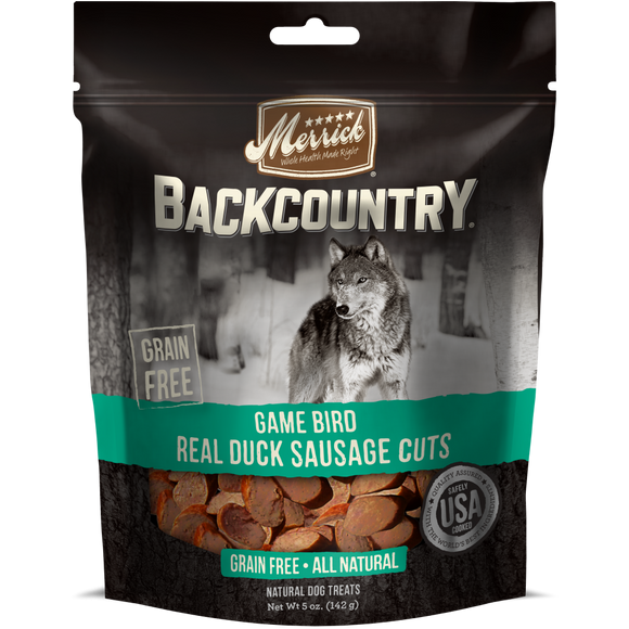 Merrick Backcountry Game Bird Grain Free Real Duck Sausage Cuts Dog Treats