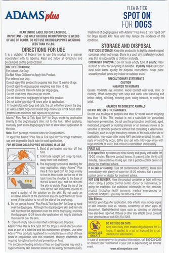Adams Plus Spot On Flea & Tick For Medium Breed Dogs