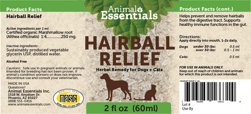Animal Essentials Hairball Relief formula