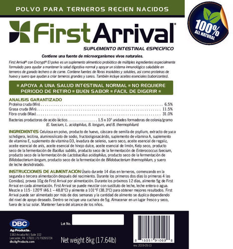 DBC Ag Products First Arrival® w/Encrypt® Calf Powder (800gm)