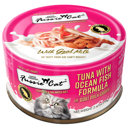 Fussie Cat Tuna with Oceanfish Formula in Goat Milk Gravy Canned Food