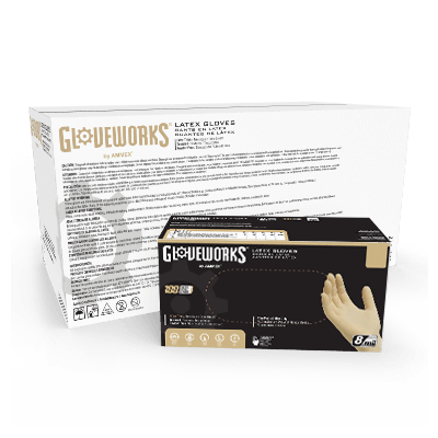 AMMEX Gloveworks Ivory Latex PF Ind Gloves