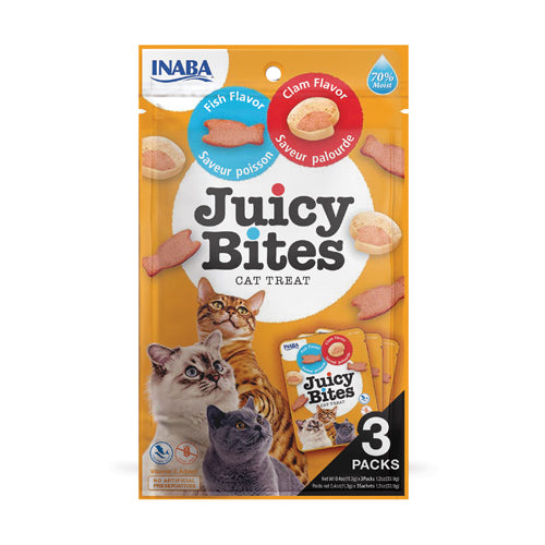 Inaba Juicy Bites Fish and Clam Flavors Cat Treats (1.2oz (0.4oz x 3))