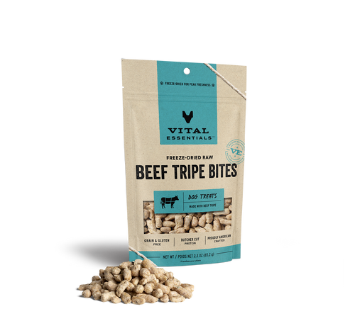 Vital Essentials Freeze Dried Raw Beef Tripe  Bites Dog Treats