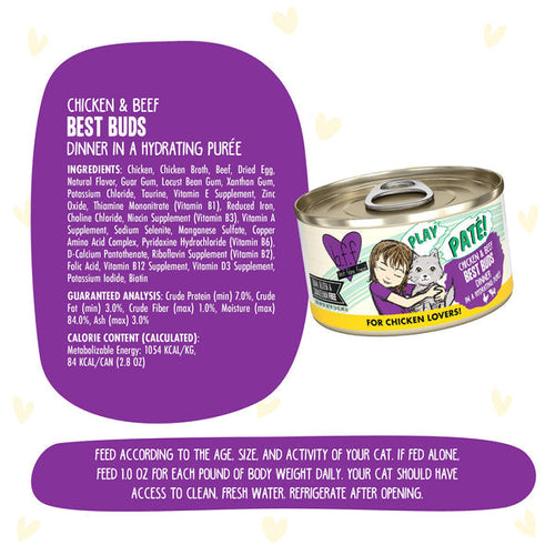 Weruva BFF PLAY Paté Chicken & Beef Best Buds Dinner in a Hydrating Purée