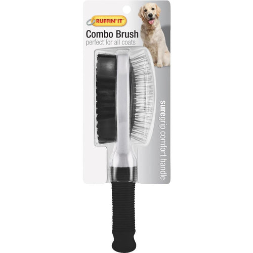 Westminster Pet Ruffin' it Plastic & Metal Bristle Combo Grooming Pet Brush