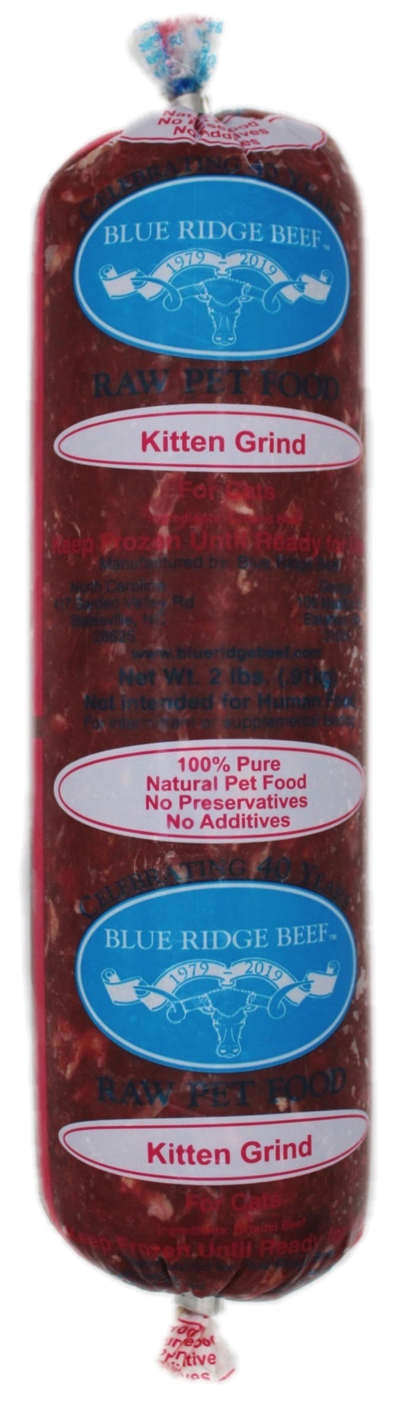 Blue Ridge Beef Kitten Grind Natural Raw Cat Food
