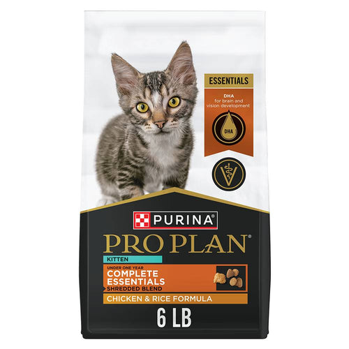 Purina Pro Plan Kitten Complete Essentials Shredded Blend Chicken & Rice Formula Dry Cat Food