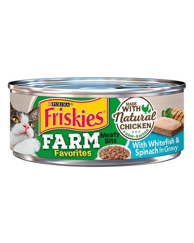 Friskies Farm Favorites Meaty Bits With Whitefish & Spinach In Gravy Wet Cat Food
