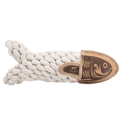 Tall Tails Natural Leather Crunch Fish Rope Dog Toy