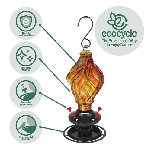 Nature's Way Bird Products EcoCycle™ Sunburst Sipper Handblown Recycled Glass Hummingbird Feeder
