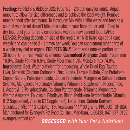 Evanger's Beef Dinner for Ferrets & Exotic Pets
