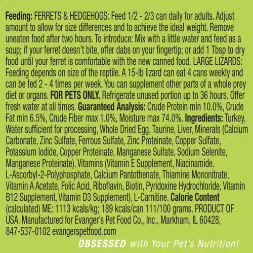 Evanger's Turkey Dinner for Ferrets & Exotic Pets