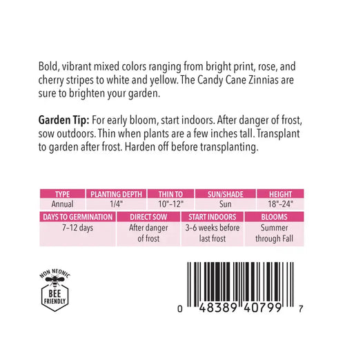 Livingston Seed Zinnia Candy Cane