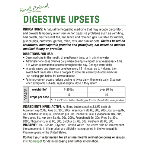 Homeo Pet Small Animal Digestive Upsets Natural Digestive Support for Small Animals