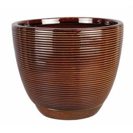 Ceramic Planter With Saucer, Caylin/Jade Brown, 6-In.