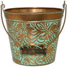 Planter With Handle, Vintage Copper Floral Metal, 8-In.
