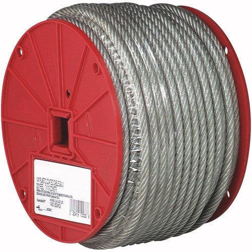 Campbell 3/32 7 x 7 Cable, Clear Vinyl Coated to 3/16, 250 Feet per Reel