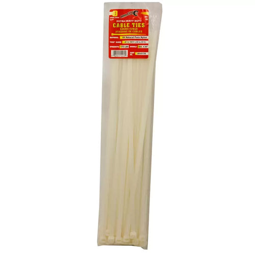 Tool City 17 Extra Heavy Duty White Cable Tie 50 Pack