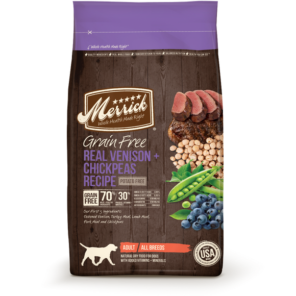 Merrick Grain Free Real Venison and Chickpeas Recipe Adult Dry Dog Food