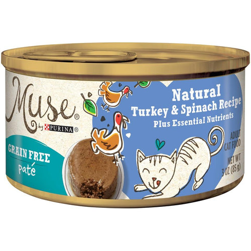 Purina Muse Natural Adult Grain Free Turkey and Spinach Recipe Pate Canned Cat Food