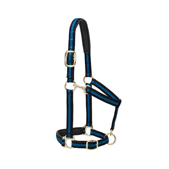 Weaver Leather Striped Padded Adjustable Chin And Throat Snap Halter Average Blue 1