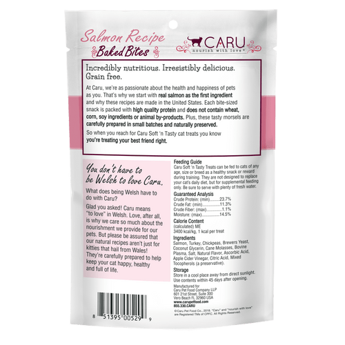 Caru Soft ‘n Tasty Baked Salmon Recipe Bites for Cats (3-oz)
