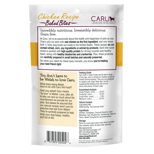 Caru Soft ‘n Tasty Baked Chicken Recipe Bites for Dogs (3 oz)