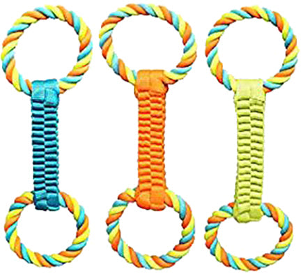 DOG TOY WEAVE AND ROPE TUG
