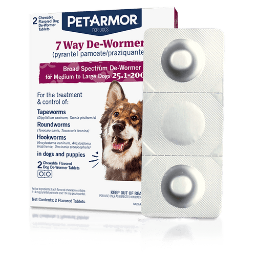 PetArmor® 7 Way De-Wormer (Pyrantel Pamoate and Praziquantel) for Medium and Large Dogs