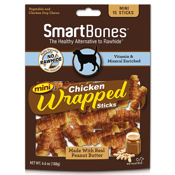 SmartBones Chicken Wrapped Peanut Butter Sticks - Mini Dog Chews
