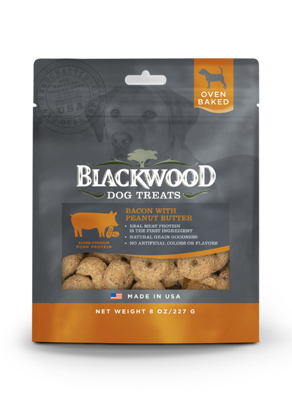 Blackwood Pet Foods Bacon Dog Treats with Peanut Butter – Oven Baked 8 oz