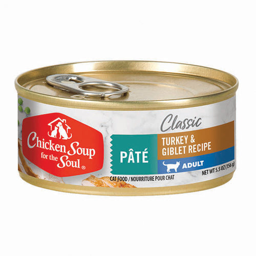 Chicken Soup for the Soul Classic Adult Cat Wet Food - Turkey & Giblet Recipe Pâté (5.5 oz.)