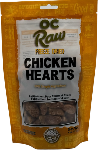 OC Raw Dog Freeze-Fried Chicken Hearts (4 oz)