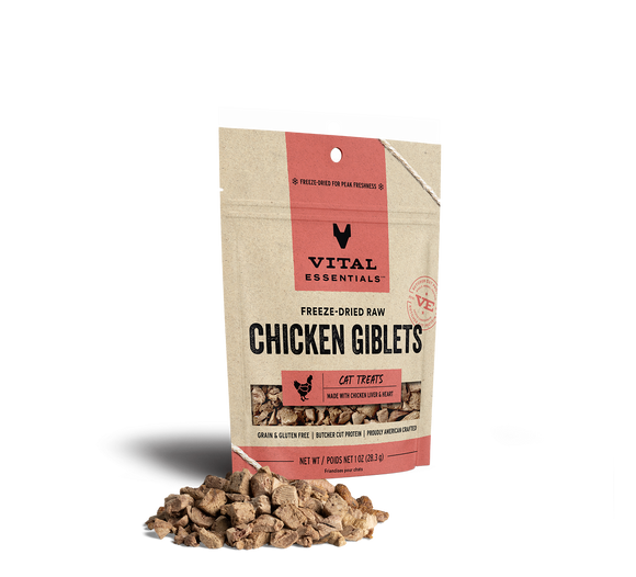 Vital Essentials Freeze Dried Raw Chicken Giblets Cat Treats