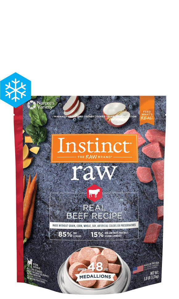 Instinct Raw Frozen Medallions Real Beef Recipe