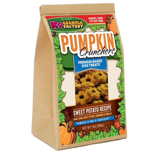 K9 Granola Factory Pumpkin Crunchers, Sweet Potato Recipe Dog Treats (14 oz)