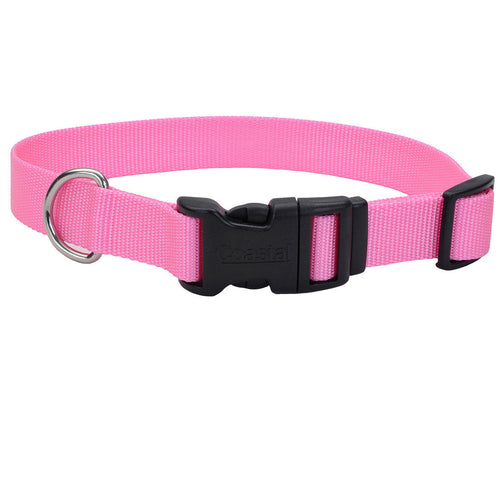 Coastal Pet Adjustable Dog Collar with Plastic Buckle, Buckle-Pink, Neck Size 18-26