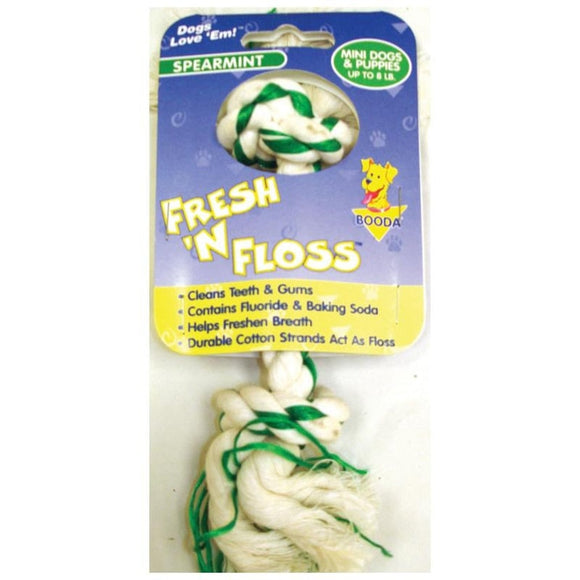 Booda Fresh 'N Floss Spearmint 2-Knot Rope Bone Dog Toy