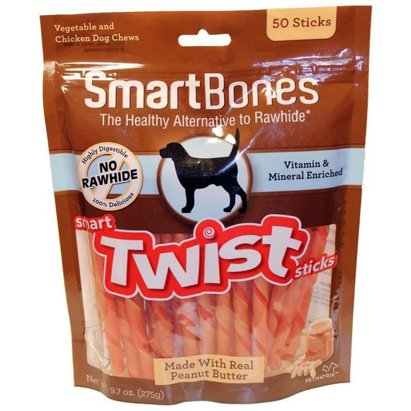 SmartBones Peanut Butter Smart Twist Sticks (50 Pack)